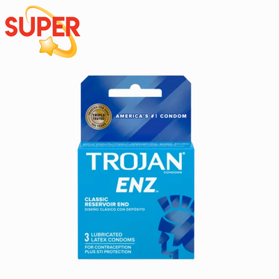 Trojan 3s -  Enz Lubricated (Blue) - 12 Packs (1 Box/Dozen)