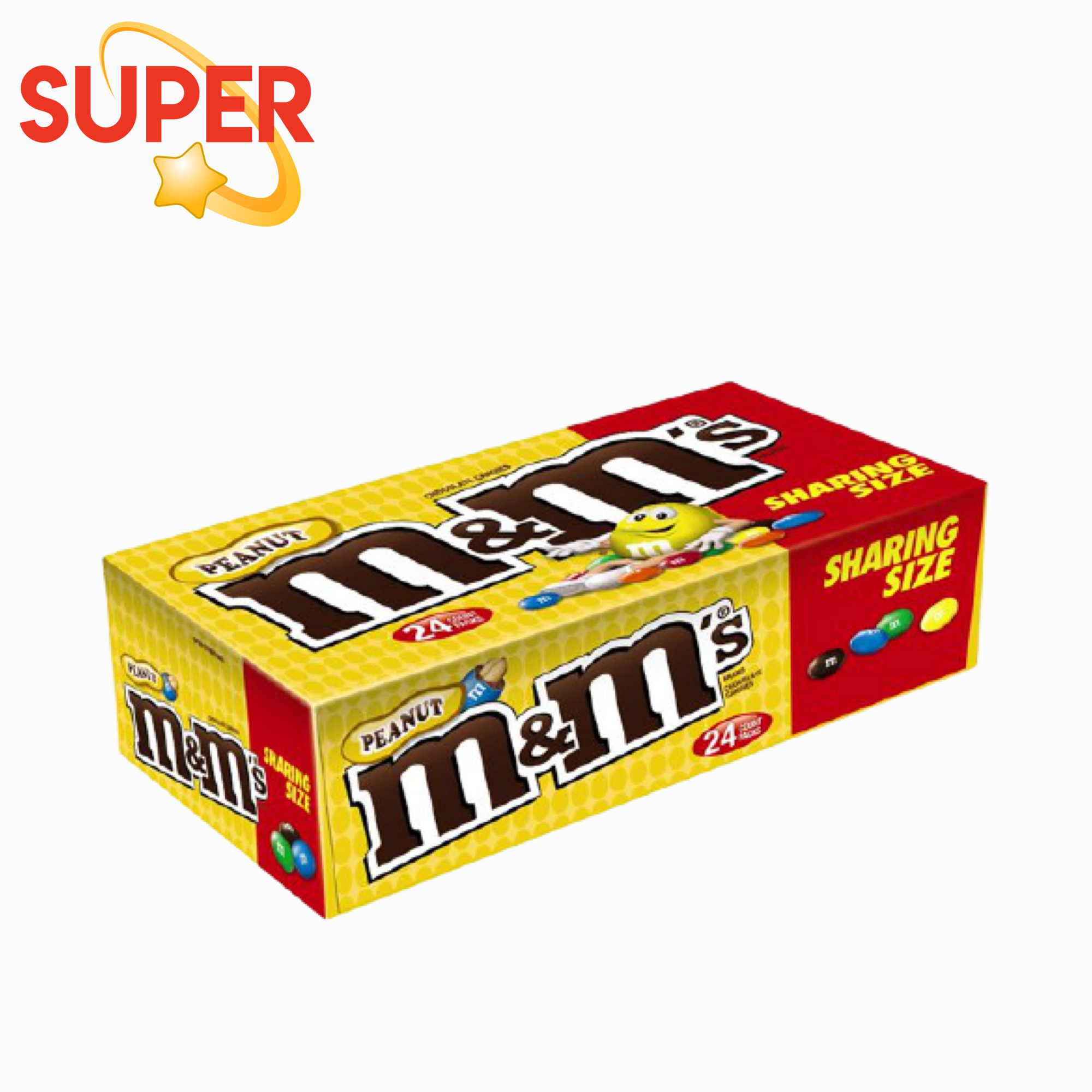 M&M King Size - Peanut - 24 Pack (1 Box) - Super Wholesale USA